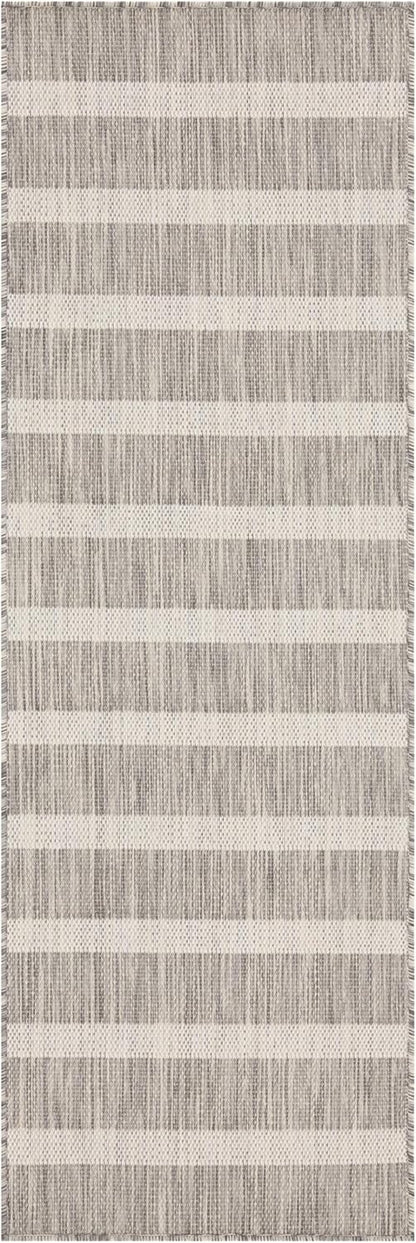 Nourison Home Positano Grey Ivory 2' x 6' Area Rug Easy Clean, Non Shedding, Bed Room, Living Room, Dining Room, Kitchen (6' Runner)