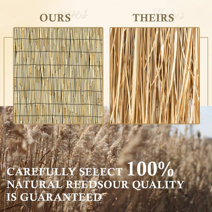 Natural 2 Pack 4FT X 16.4FT Reed Fencing Roll, Balcony Privacy Shade Reed Bamboo Fencing Garden Fence Border, Wind Block Sunshade Fence Screen for Outdoor Yard Patio Flower Bed Edge
