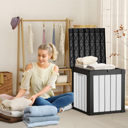 DRATO 50 Gallon Deck Box, Outdoor Storage Box for Patio Cushion, Sports Equipment, Garden Tools, Waterproof Patio Storage box, Lockable (Black and White)