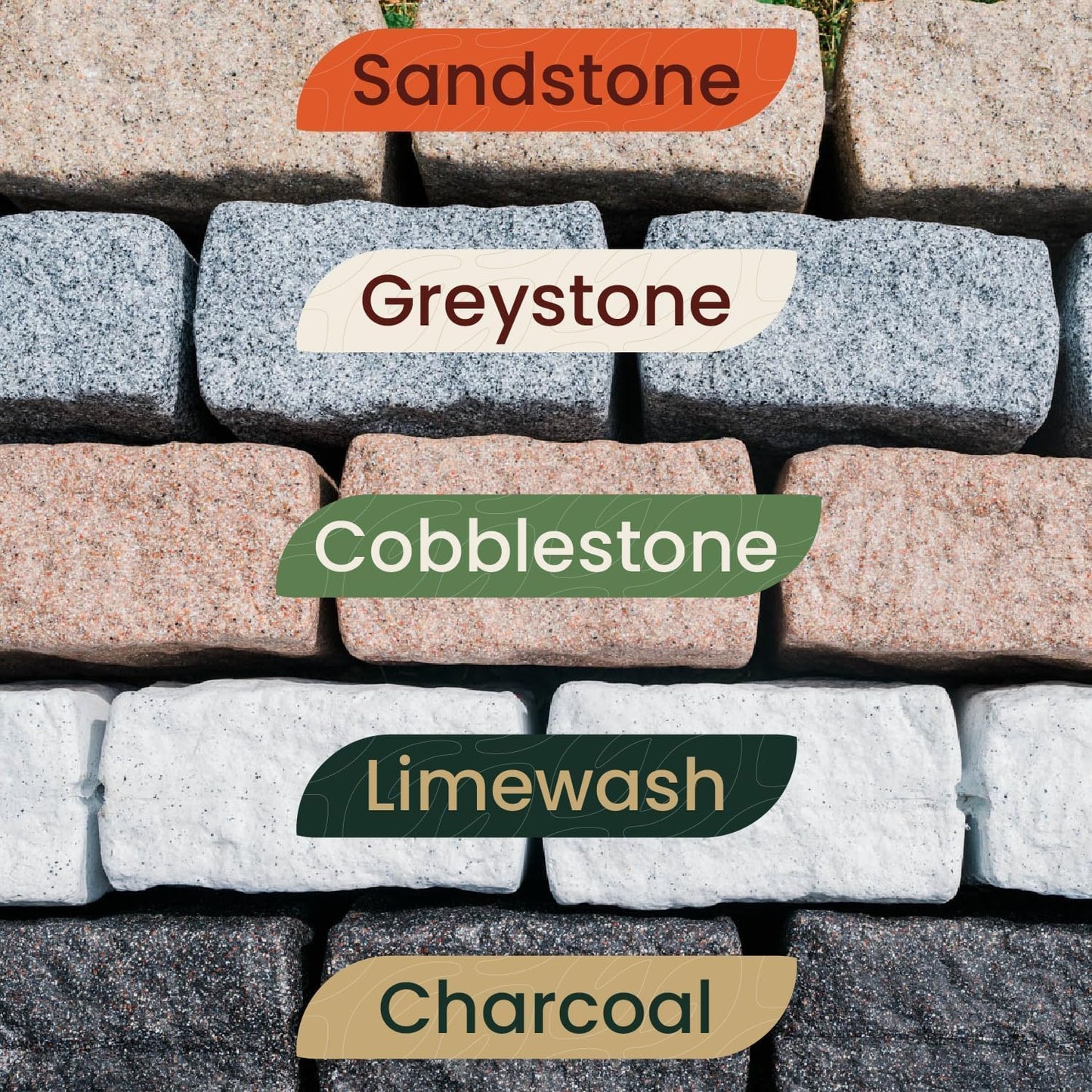 Beuta Landscape Edging | Garden Edging Border | Faux Stone Blocks for Lawn Edging, Flower Beds & Yard Edging– 40 Pack | Each Section Has 6 Blocks 48" L x 4" W x 6.5" H | 80 Spikes | Cobblestone