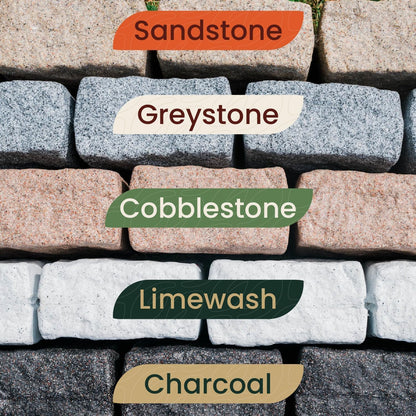 Beuta Landscape Edging | Garden Edging Border | Faux Stone Blocks for Lawn Edging, Flower Beds & Yard Edging– 40 Pack | Each Section Has 6 Blocks 48" L x 4" W x 6.5" H | 80 Spikes | Cobblestone