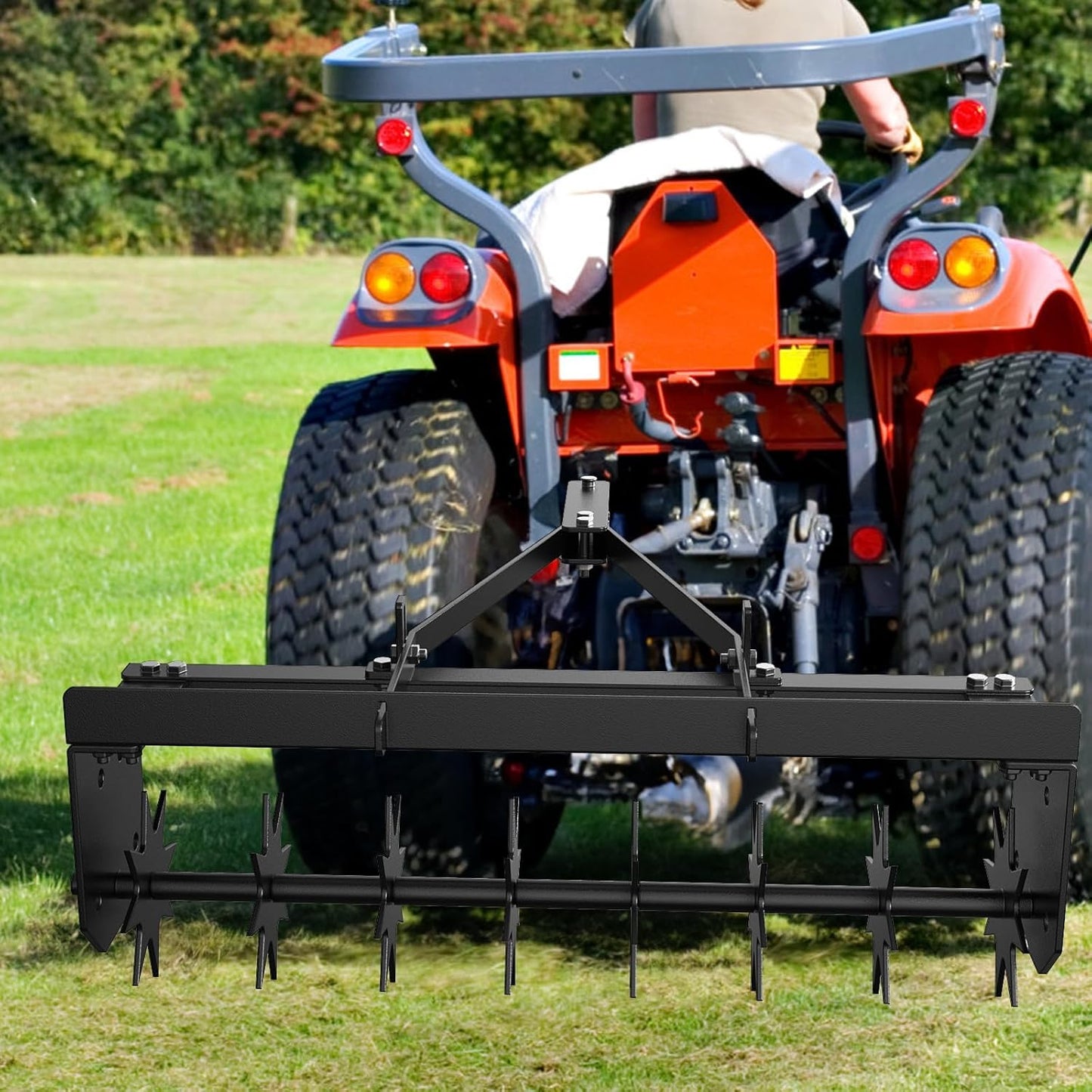 32 Inch Tow Behind Lawn Plug Aerator, Steel Body,2 Inch Deep Penetration,Designed to Be Towed Behind Lawn and Garden Tractors,Black