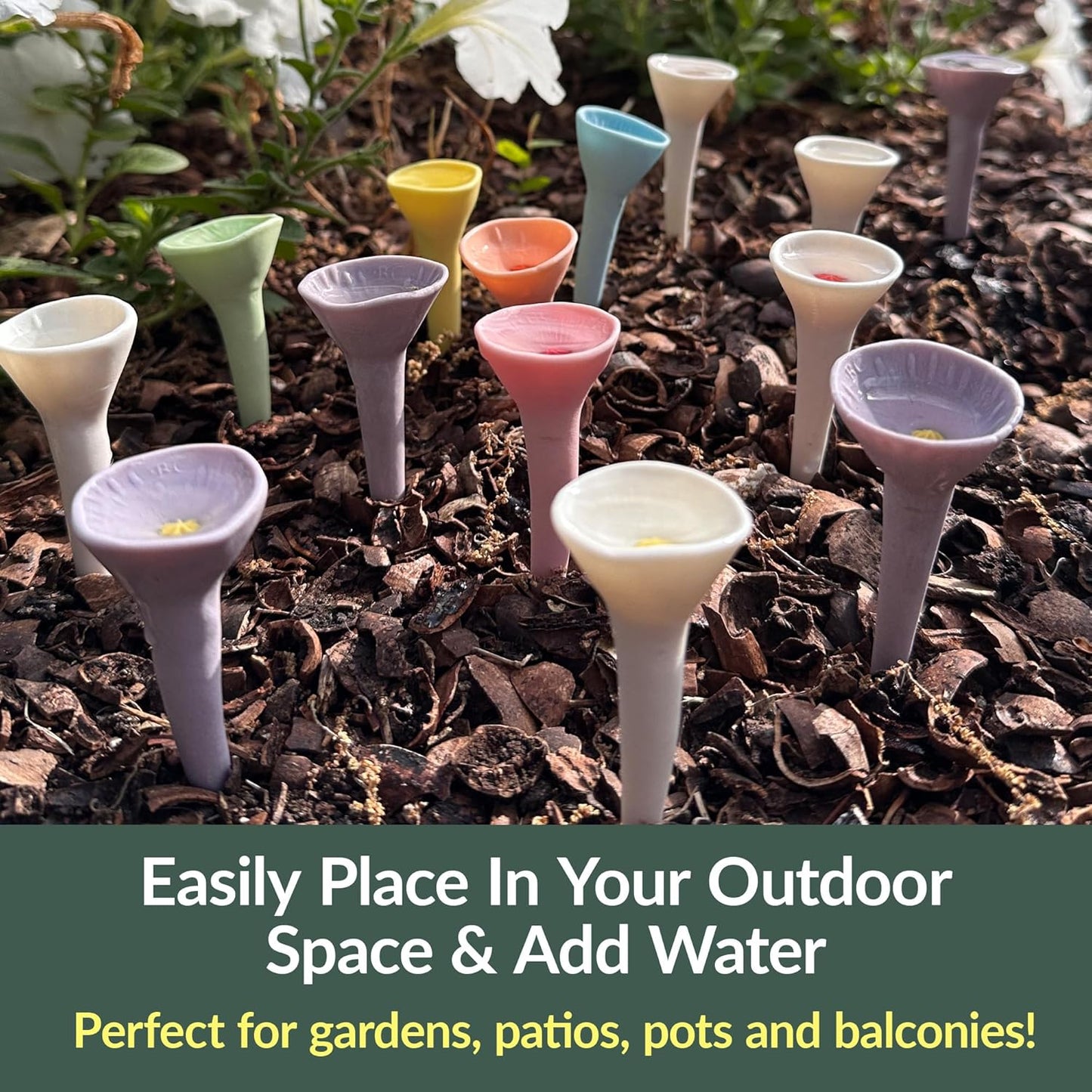 3 Pack, Bee Watering Station, Butterfly Feeder, Bee Feeder, Garden Decor, Bee Decor, Outdoor Garden Decor, Plastic Free, Handmade from Porcelain (3, Bold Variety)