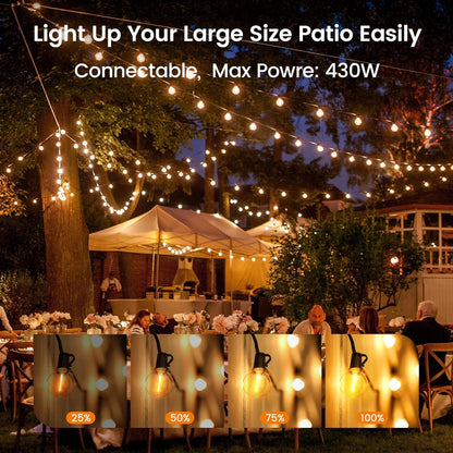 OHLUX Outdoor String Lights,110FT Dimmable Patio Lights with 58 G40 Shatterproof 2200K LED Edison Bulbs(2 Spare),Waterproof Hanging for Outside Backyard,Cafe,Porch,Deck,Porch