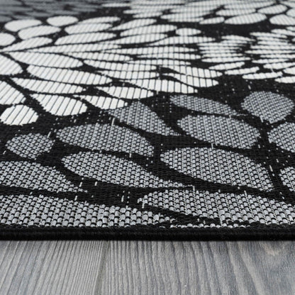 Beverly Rug Outdoor Rug 6x9 Modern Exotic Tropical Leaf Area Rugs for Indoor and Outdoor Patio Deck Porch Garden Water Resistant Washable Outside Carpet (6 x 9 Dark Gray)