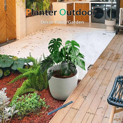 Concrete Planter Outdoor Indoor, Large Cement Plant Pots for Trees Flowers (Gray, 18 inch)