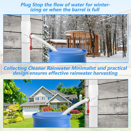 Longzhuo Rain Barrel Diverter Kit, 8cm(3.1") 10cm(3.9") Inlet, Rainwater Collection System, Rain Water Collection System Kit, for Downspout, Diverting Water, Recycle Rainwater, White (10CM)
