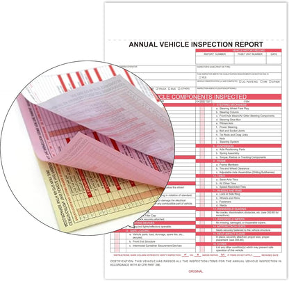 Annual Vehicle Inspection Report (30Pc Red 2+3-Ply Carbonless)