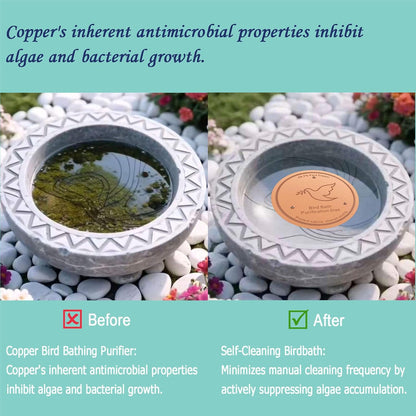 1Pack Bird Bath Copper Purification Disk | 0.6mm Reinforced 99.9% Pure Copper | Universal Fit for Outdoor Birdbaths(Birdbath Copper 1 Pack)
