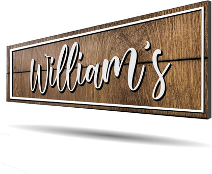 Personalized Family Name Sign - Custom Last Name Wood Decor Plaque, 20x7 in Rustic Farmhouse Style Wedding Gift, Housewarming Gift, Custom Wooden Hanging with Established Date, Small Art for Living Room or Entryway