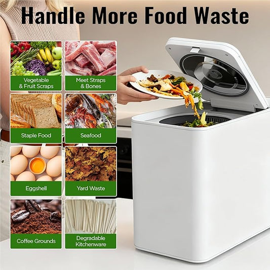MERIOR 3L Electric Composter for Kitchen, Smart Compost Bin for Countertop, Auto-Cleaning/Odor-Free/LED Display, Turn Kitchen Waste to Dry Compost Fertilizer, Indoor/Outdoor Compost Machine