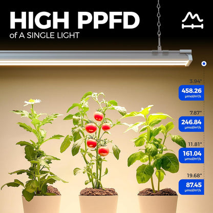 Barrina TX-S60 4FT Grow Light, 60W(420W Equivalent), Full Spectrum with 660nm Red LEDs, High PPFD, Linkable, Hanging Grow Lights with On/Off Switch for Indoor Plants, Greenhouse, Seeding, Veg, 1 Pack