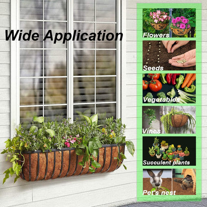 EROCK 2PCS Coco Liner Trough, 24/30/36/48 inch Half Moon Shape, Brown, Natural Coconut Fiber, Indoor/Outdoor, Perfect for Flower Basket & Window Box, 2 Levels, Breathable, 1 lb, 7x24x8 inches