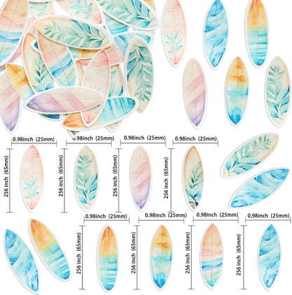 Ephlyn 54Pcs Edible Surfboard Cupcake Toppers Wafer Paper Surfboard Mini Accents for Swimming Pool Summer Beach Party Luau Birthday Baby Shower Party Supplies Blue Pink Yellow