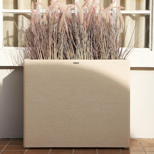 Tall Rectangular Composite ConcretePlanter（30Lx12Wx25H，66 Pounds）,Durable All-Weather Use with Drainage Holes,Large Rectangular Planter for Outdoor Indoor Plants