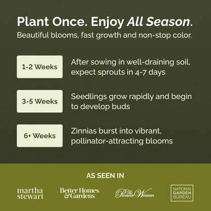 Eden Brothers Zin Master Flower Mixed Seeds for Planting, 1/4 lb, 120,000+ Seeds with California Giant, Mexican, Lilliput Zinnia | Attracts Pollinators, Plant in Spring, Zones 3, 4, 5, 6, 7, 8, 9, 10