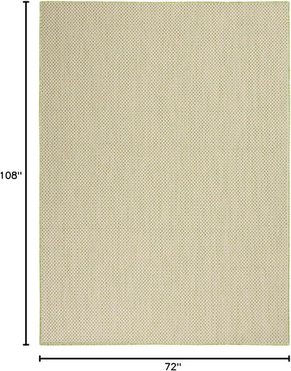 Nourison Courtyard Indoor/Outdoor Ivory Green 6' x 9' Area Rug, Geometric, Easy Cleaning, Non Shedding, Bed Room, Living Room, Dining Room, Deck, Patio, Backyard (6x9)