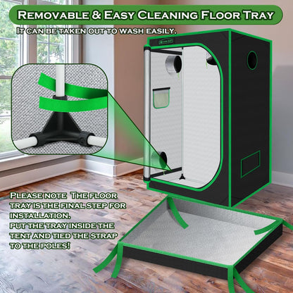Grow Tent for Plants Indoor 48"x48"x78" Mylar Hydroponic Grow Tents Indoor Grow Room for Plant Fruit Flower Veg with Observation Window & Removable Waterproof Floor Tray