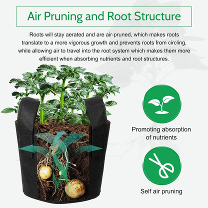 JERIA 12-Pack 25 Gallon, Vegetable/Flower/Plant Grow Bags, Aeration Fabric Pots with Handles (Black), Come with 12 Pcs Plant Labels