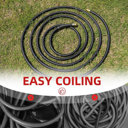 WiseFlow Garden Hose 75FT x 5/8", Heavy Duty Rubber Hose, 1000PSI Burst, 300PSI Working, Water Hose with Five Layered Braiding, Male Female Fittings (Black)