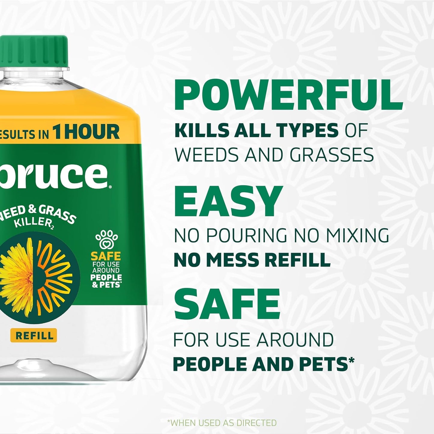 Spruce Weed Killer Refill - Versatile Weed & Grass Killer₂ for Flower Beds, Driveways & Mulch Beds - No Pour, No Mix, No Mess Refill - Kills Dandelions, Crabgrass & More (64 Oz)