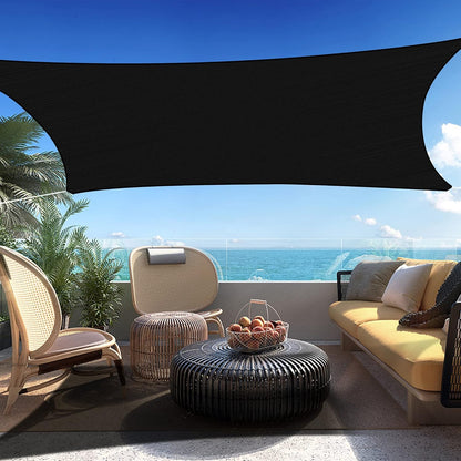 7' x 18' Black Rectangle Sun Shade Sail SSP1212 Canopy Durable Fabric UV Block Awning We Make Custom Orders