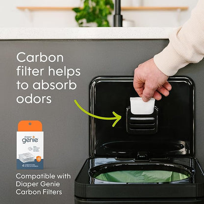 Kitchen Compost Bin, Black Stainless-Steel Large, 3.6 Gallon, Indoor Odorless Composting, Hands-Free, Washable Parts, Includes 8 Tear-Off Compostable Bags and 1 Carbon Filter
