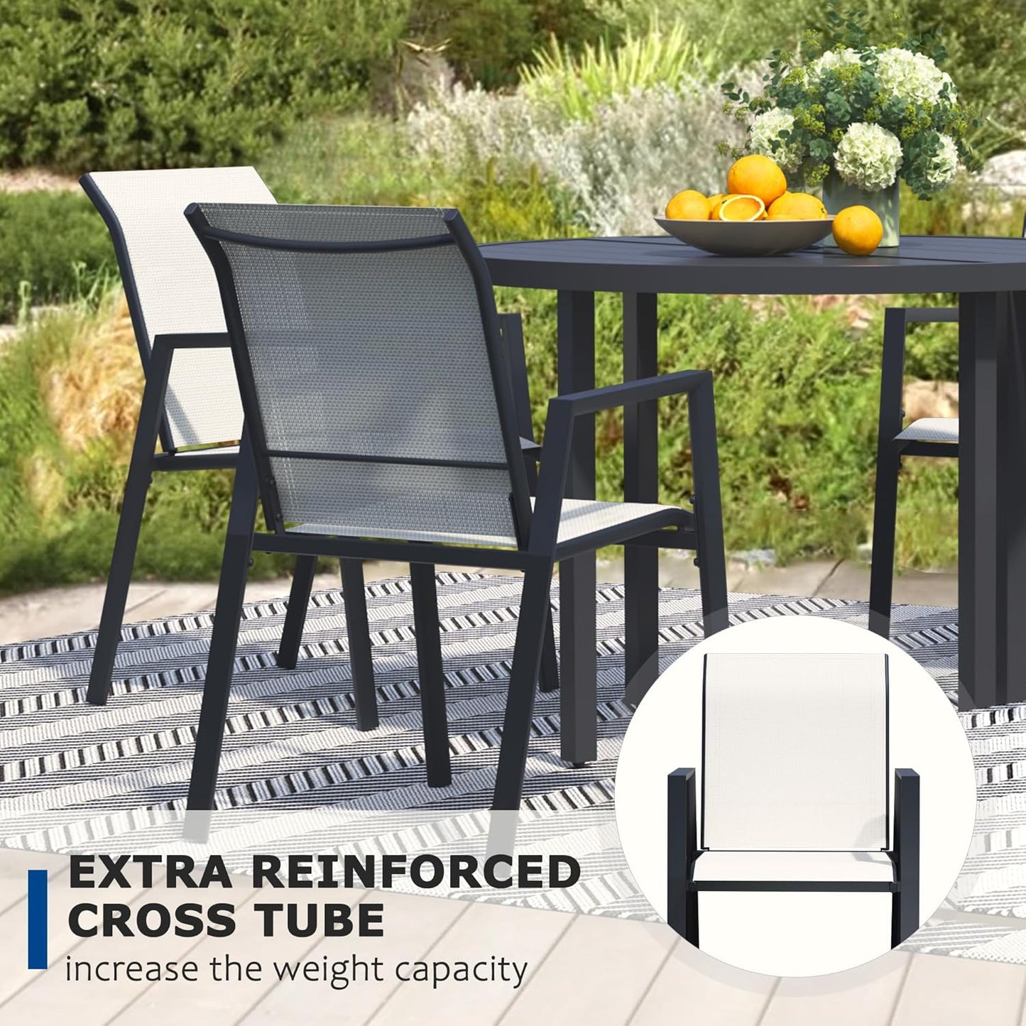 Outdoor Patio Chairs Set of 8, Oyster Beige Stackable Outdoor Chairs, Lightweight Patio Set with High Back, Metal Dining Chair for Lawn, Garden, Yard and Deck