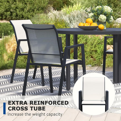 Outdoor Patio Chairs Set of 8, Oyster Beige Stackable Outdoor Chairs, Lightweight Patio Set with High Back, Metal Dining Chair for Lawn, Garden, Yard and Deck