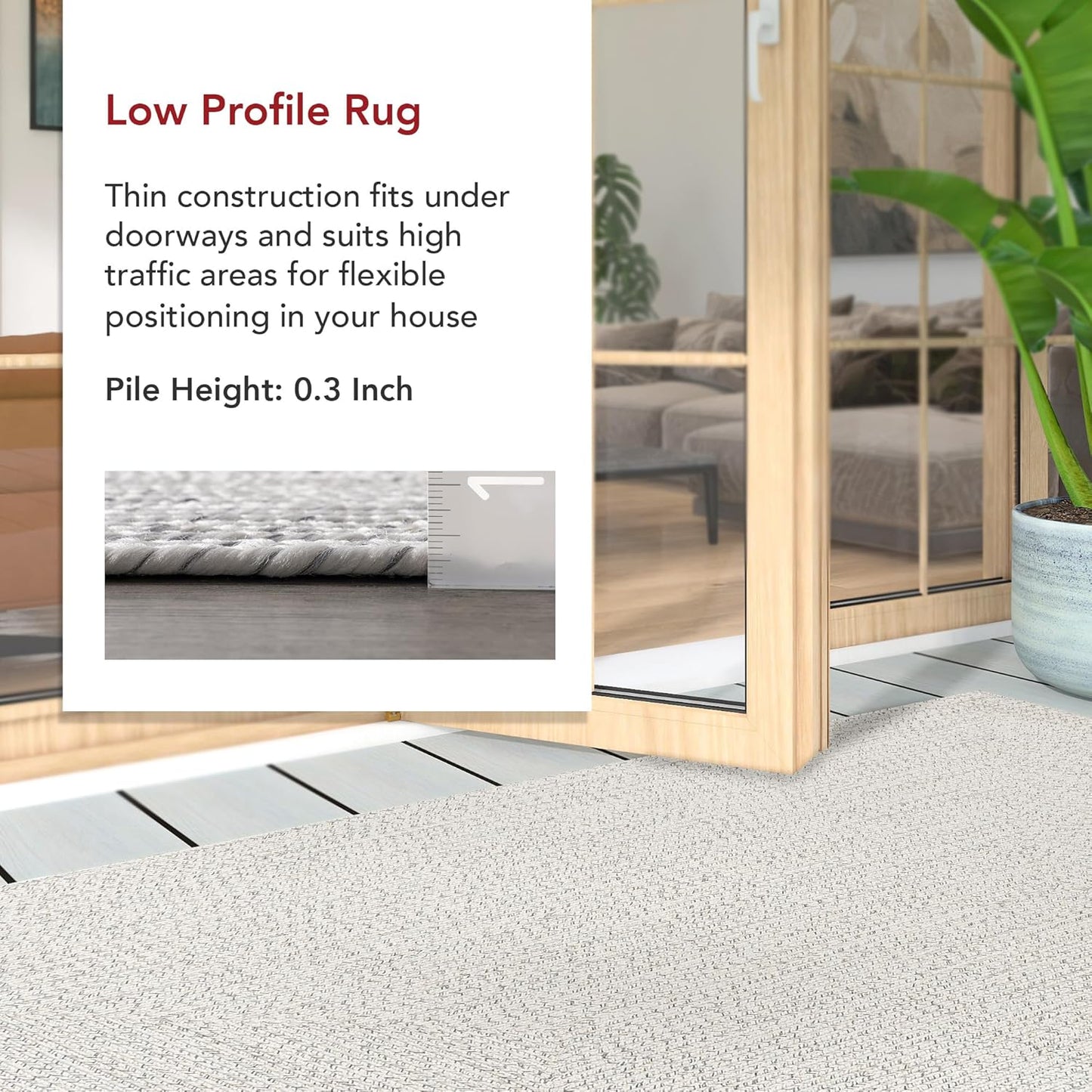 nuLOOM 2' x 10' Solid Hand Braided Indoor/Outdoor Area Rug, Pet-Friendly, High Traffic, Weather Resistant, for Patio, Balcony, Bedroom, Living, Dining Room, Wynn Ivory