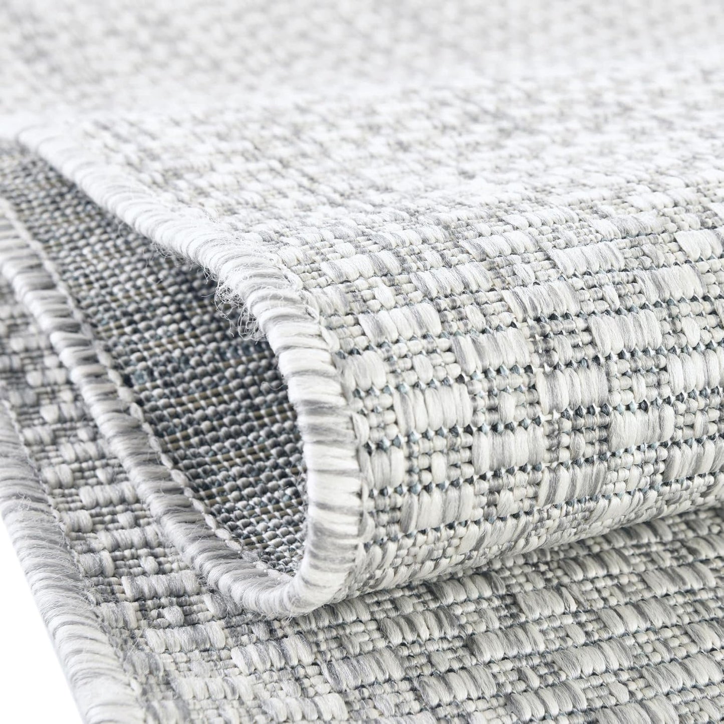 Unique Loom Collection Casual Transitional Solid Heathered Indoor/Outdoor Flatweave Area Rug (13' Round, Light Gray/Ivory)