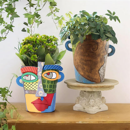 Unique Face Planters Pots Head,Abstract Rainbow Planter,Head Planter for Indoor,Resin Planters for Outdoor Plants,Modern Decor for Flowers Home Decoration for Living Room Bedroom,Patio Decor