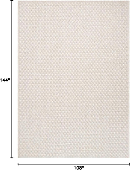 Easy Jute Rug 9x12 Indoor Outdoor Natural Rugs Solid Fiber Rug Woven Area Rug Boho Easy Clean Inside Carpet for Living Room Bedroom Dining Room Hallway or Outdoor Patio Porch (9 X 12 Bone)