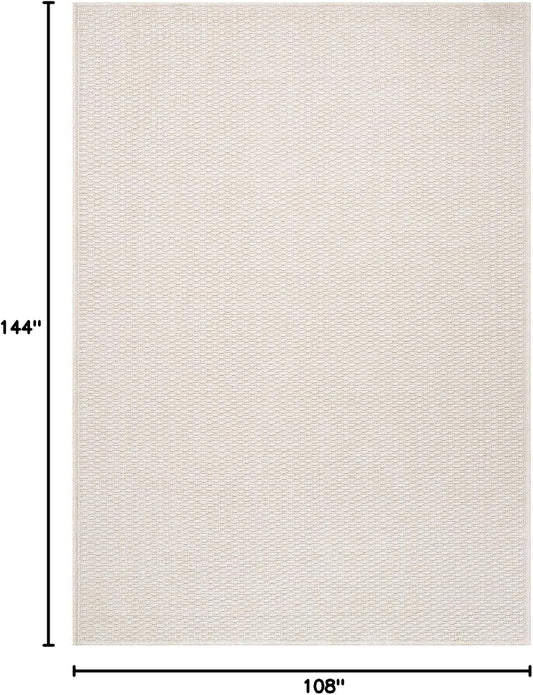 Easy Jute Rug 9x12 Indoor Outdoor Natural Rugs Solid Fiber Rug Woven Area Rug Boho Easy Clean Inside Carpet for Living Room Bedroom Dining Room Hallway or Outdoor Patio Porch (9 X 12 Bone)