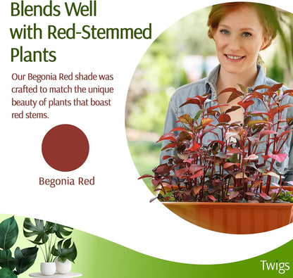 Stackable Plant Support Stakes, Stem Holder Structures for Indoor & Outdoor Use, Garden Accessories for Climbing & Potted Plants, Trellis Alternative - Begonia Red, 3 Pack, 17" L