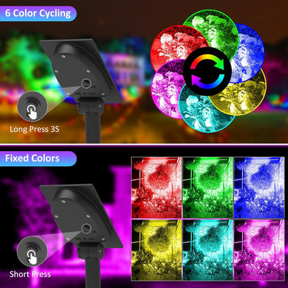 T-SUNUS Halloween Color Changing Solar Landscape Spotlights, IP65 Waterproof Garden Lights 9.8ft Cable, Outdoor RGB Spot Light with Separated Panel for Christmas Yard Driveway Porch Walkway Pool Patio