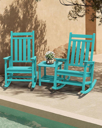 SERWALL HDPE Rocking Chair, Outdoor Rocking Chair for Adults, All Weather Porch Rocker for Lawn Garden, Aruba
