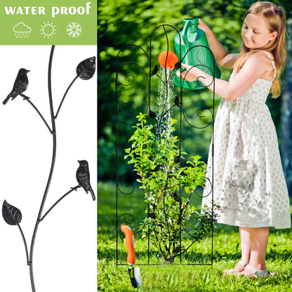 Metal Garden Trellis for Climbing Plants & Roses 61''x 18.5" Plants Support Rustproof Sturdy Leaves Garden Trellis for Vegetables Trellis for Potted Plants Pack of 2 - Black