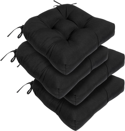 RACE LEAF Patio Chair Cushions 19x19 Inch 4 Pack, Thickened Outdoor Cushions Water Resistant Stain Resistant Non-Slip Ties (Black)