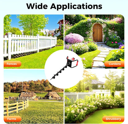 Post Hole Digger, 1500W Electric Post Hole Auger Earth Auger Digging Dril Digging Machine with 6" Digging Auger Bit and Extension Bar Set for Planting, Trenching in Garden (1500W,1x6" Drill)
