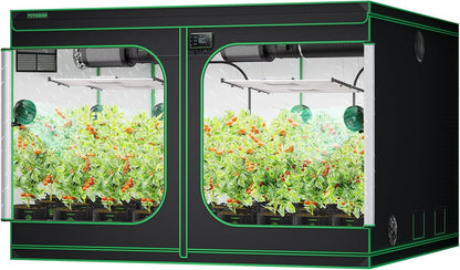 VIVOSUN S108 10x10 Grow Tent, 120"x120"x80" High Reflective Mylar with Observation Window and Floor Tray for Hydroponics Indoor Plant for VSF6450