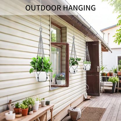 3 Pack Macrame Plant Hanger - 35"/29"/23" Different Sizes, Hanging Planter Basket Flower Pot Holder for Indoor Outdoor, Boho Home Decor, Gray (POTS NOT Included)