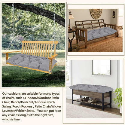 39.3in Waterproof Indoor/Outdoor Garden Bench Seat Cushions，Thicken Patio Bench Soft Rocking Chairs Pad Lounger Seat for Wicker Loveseat Settee（39.3 X 19.10 in,Light Grey ）