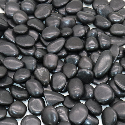Rocks for Plants. Black Polished Decorative Pebbles. 0.5 to 1 Inch 18 lbs. for Garden, Landscaping, Indoor, Vase fillers, Crafting, Succulents, pots, Plants