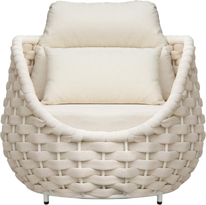 TWT Patio Sofa All-Weather Olefin Rope Balcony Furniture with Cushions & Pillows, Patio Couch Outdoor Patio Furniture Set for Indoor, Balcony, Backyard, Deck, Poolside, Cream