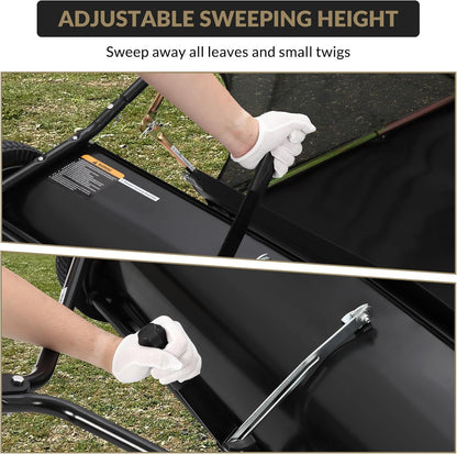GAOMON 42 inch Lawn Sweeper Tow Behind, Large Pull Behind Lawn Sweeper, Heavy Duty Leaf & Grass Collector with Dumping Rope Design, Adjustable Sweeping Height for Picking Up Debris & Grass