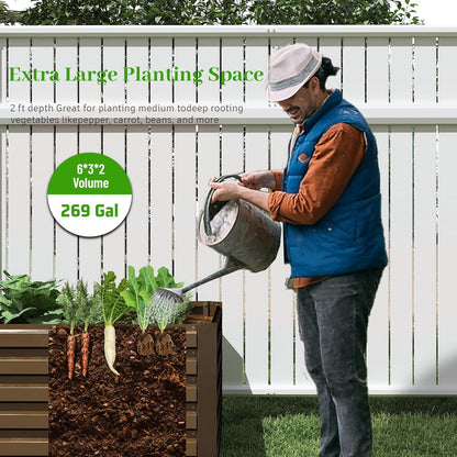 6x3x2 ft Raised Garden Bed, Large Metal Planter Raised Beds, Planters for Outdoor Plants for Vegetables, Flowers, Herbs, Fruits, and Succulents.(2 Pcs)