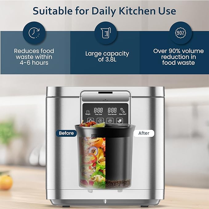 Culinary Chef, 3.8L Smart Electric Food Waste Composter, Stainless Steel