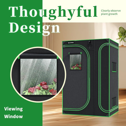 SULIVES Grow Tent, 48" Lx36 Wx72 Indoor Hydroponic Water-Resistant System with Removable Floor Tray and Observation Window, Easy Setup,600D Mylar Hydroponic Dark Room for Indoor use.