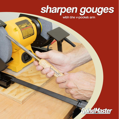 GrindMaster Lathe Tool Sharpening Jig with Quad Setup, Multi-Grind Jig and Two Setup Blocks (for 8" Grinders)